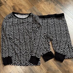 Little Sleepies Black and White Chevron Pajama Set